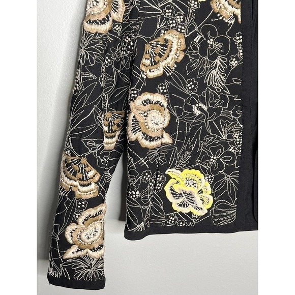 French Connection Floral Embroidery Long Sleeve Open Front jacket Black Size 2 - Picture 5 of 8
